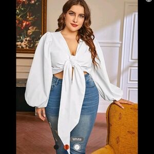 White Tie-Front Blouse